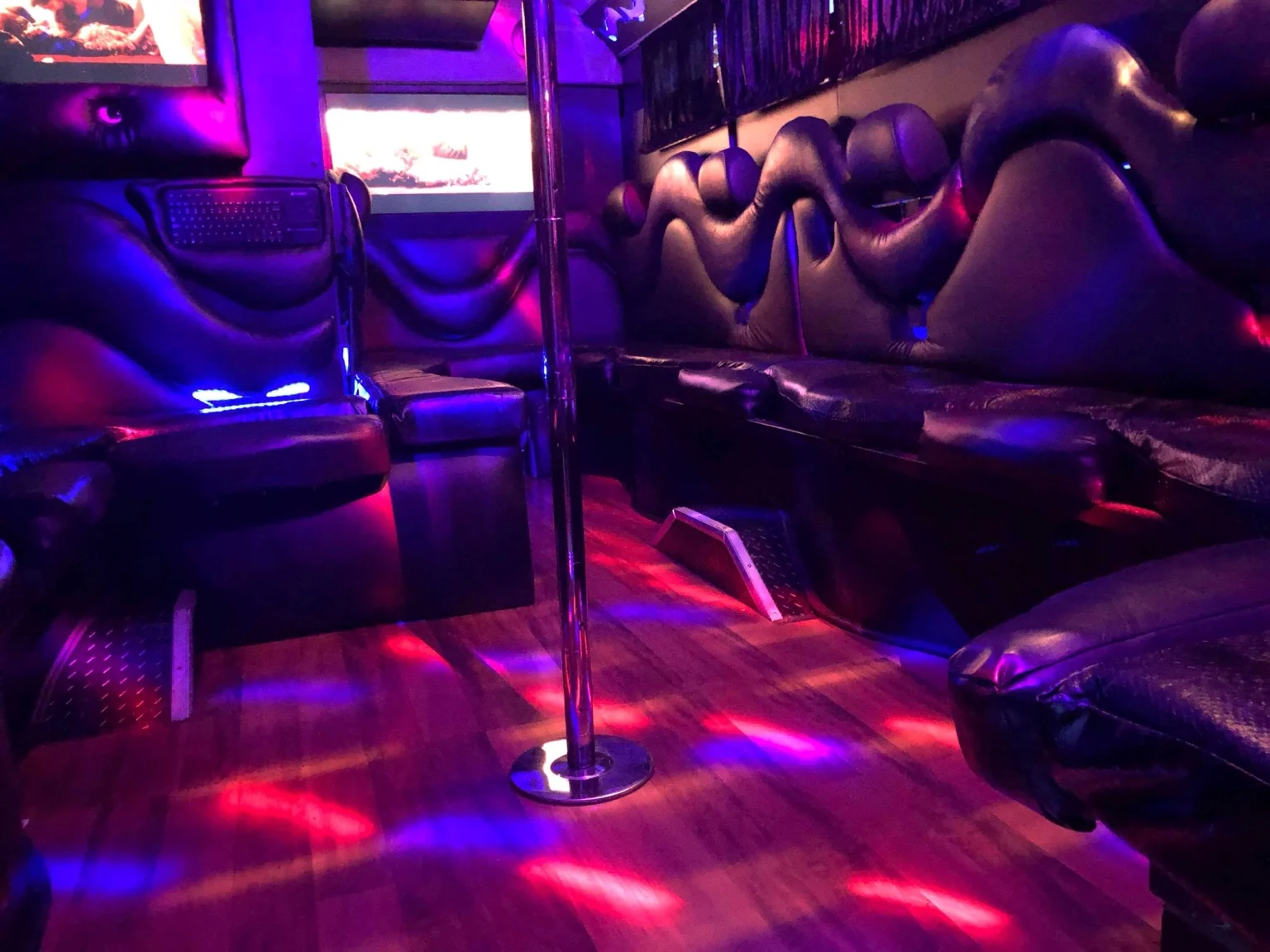 Streamer Bus interior with colored lights